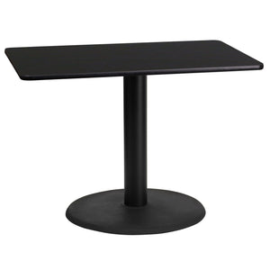 24'' x 42'' Rectangular Black Laminate Table Top with 24'' Round Table Height Base