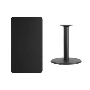 24'' x 42'' Rectangular Black Laminate Table Top with 24'' Round Table Height Base
