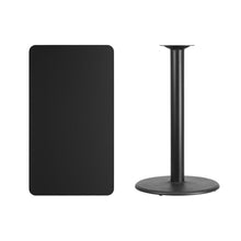 Load image into Gallery viewer, 24&#39;&#39; x 42&#39;&#39; Rectangular Black Laminate Table Top with 24&#39;&#39; Round Bar Height Table Base