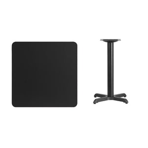 30'' Square Black Laminate Table Top with 22'' x 22'' Table Height Base