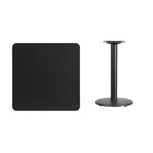 30'' Square Black Laminate Table Top with 18'' Round Table Height Base