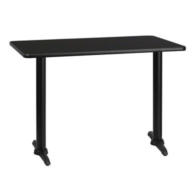 30'' x 42'' Rectangular Black Laminate Table Top with 5'' x 22'' Table Height Bases