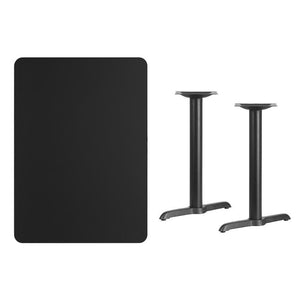 30'' x 42'' Rectangular Black Laminate Table Top with 5'' x 22'' Table Height Bases