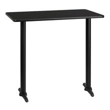 Load image into Gallery viewer, 30&#39;&#39; x 42&#39;&#39; Rectangular Black Laminate Table Top with 5&#39;&#39; x 22&#39;&#39; Bar Height Table Bases