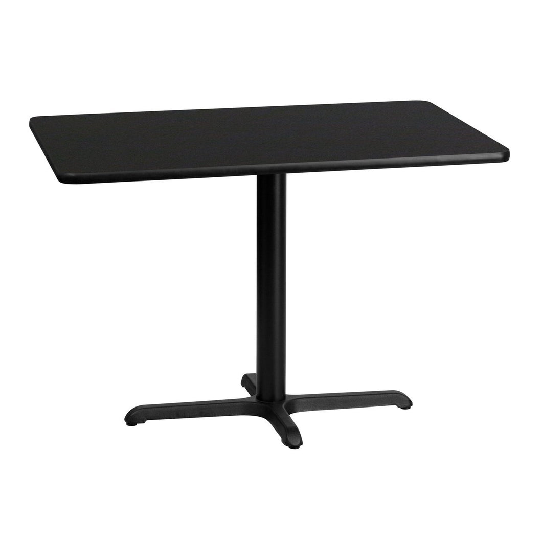 30'' x 42'' Rectangular Black Laminate Table Top with 22'' x 30'' Table Height Base