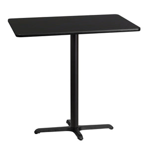 30'' x 42'' Rectangular Black Laminate Table Top with 22'' x 30'' Bar Height Table Base