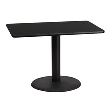 Load image into Gallery viewer, 30&#39;&#39; x 42&#39;&#39; Rectangular Black Laminate Table Top with 24&#39;&#39; Round Table Height Base