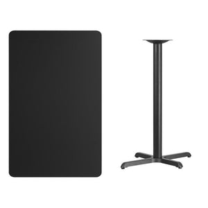 30'' x 48'' Rectangular Black Laminate Table Top with 22'' x 30'' Bar Height Table Base