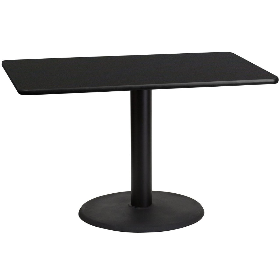 30'' x 48'' Rectangular Black Laminate Table Top with 24'' Round Table Height Base