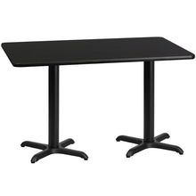 Load image into Gallery viewer, 30&#39;&#39; x 60&#39;&#39; Rectangular Black Laminate Table Top with 22&#39;&#39; x 22&#39;&#39; Table Height Bases