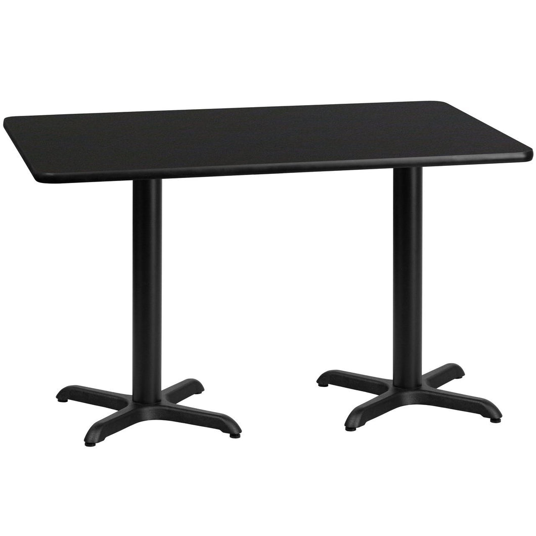 30'' x 60'' Rectangular Black Laminate Table Top with 22'' x 22'' Table Height Bases