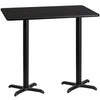 30'' x 60'' Rectangular Black Laminate Table Top with 22'' x 22'' Bar Height Table Bases