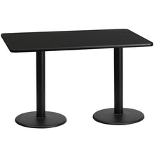 Load image into Gallery viewer, 30&#39;&#39; x 60&#39;&#39; Rectangular Black Laminate Table Top with 18&#39;&#39; Round Table Height Bases