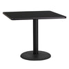 36'' Square Black Laminate Table Top with 24'' Round Table Height Base