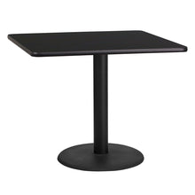 Load image into Gallery viewer, 36&#39;&#39; Square Black Laminate Table Top with 24&#39;&#39; Round Table Height Base