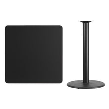 Load image into Gallery viewer, 36&#39;&#39; Square Black Laminate Table Top with 24&#39;&#39; Round Bar Height Table Base