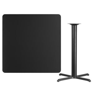 42'' Square Black Laminate Table Top with 33'' x 33'' Bar Height Table Base