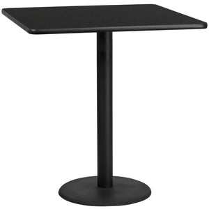 42'' Square Black Laminate Table Top with 24'' Round Bar Height Table Base