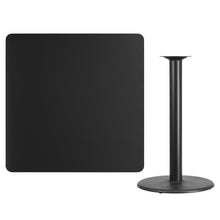 Load image into Gallery viewer, 42&#39;&#39; Square Black Laminate Table Top with 24&#39;&#39; Round Bar Height Table Base