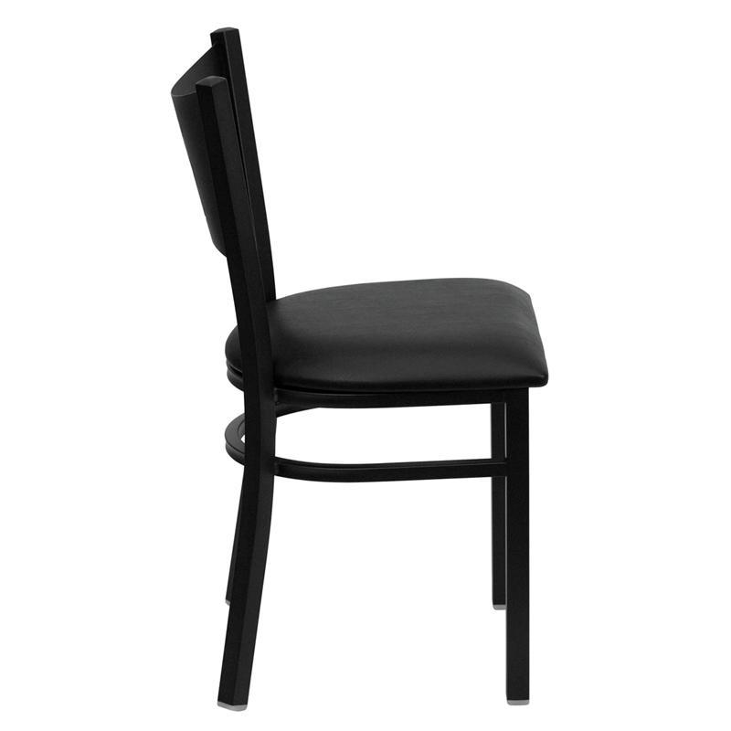 HERCULES Series Black Coffee Back Metal Restaurant Chair - Black Vinyl Seat - Side