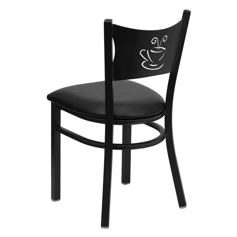 HERCULES Series Black Coffee Back Metal Restaurant Chair - Black Vinyl Seat - back