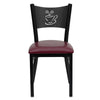 HERCULES Series Black Coffee Back Metal Restaurant Chair - Burgundy Vinyl Seat - Front