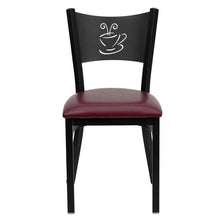 Load image into Gallery viewer, HERCULES Series Black Coffee Back Metal Restaurant Chair - Burgundy Vinyl Seat