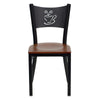 HERCULES Series Black Coffee Back Metal Restaurant Chair - Cherry Wood Seat - Front