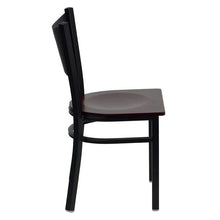 Load image into Gallery viewer, HERCULES Series Black Coffee Back Metal Restaurant Chair - Mahogany Wood Seat
