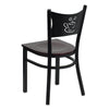 HERCULES Series Black Coffee Back Metal Restaurant Chair - Mahogany Wood Seat - Back