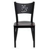 HERCULES Series Black Coffee Back Metal Restaurant Chair - Mahogany Wood Seat - Front