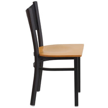 Load image into Gallery viewer, HERCULES Series Black Coffee Back Metal Restaurant Chair - Natural Wood Seat -Side