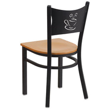 Load image into Gallery viewer, HERCULES Series Black Coffee Back Metal Restaurant Chair - Natural Wood Seat - Back