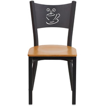 Load image into Gallery viewer, HERCULES Series Black Coffee Back Metal Restaurant Chair - Natural Wood Seat - Front