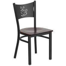 Load image into Gallery viewer, HERCULES Series Black Coffee Back Metal Restaurant Chair - Walnut Wood Seat