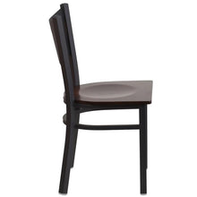 Load image into Gallery viewer, HERCULES Series Black Coffee Back Metal Restaurant Chair - Walnut Wood Seat - Side