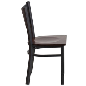 HERCULES Series Black Coffee Back Metal Restaurant Chair - Walnut Wood Seat - Side