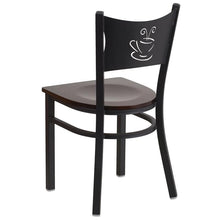 Load image into Gallery viewer, HERCULES Series Black Coffee Back Metal Restaurant Chair - Walnut Wood Seat - Back