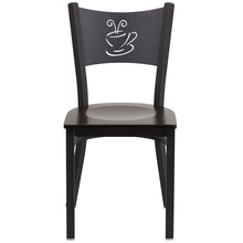 Load image into Gallery viewer, HERCULES Series Black Coffee Back Metal Restaurant Chair - Walnut Wood Seat -Front