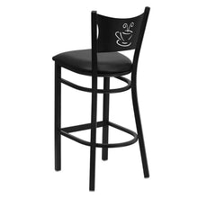 Load image into Gallery viewer, HERCULES Series Black Coffee Back Metal Restaurant Barstool - Black Vinyl Seat - Back