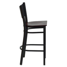 Load image into Gallery viewer, HERCULES Series Black Coffee Back Metal Restaurant Barstool - Mahogany Wood Seat