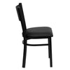 HERCULES Series Black Grid Back Metal Restaurant Chair - Black Vinyl Seat - Side