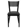 HERCULES Series Black Grid Back Metal Restaurant Chair - Black Vinyl Seat - Front