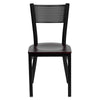 HERCULES Series Black Grid Back Metal Restaurant Chair - Mahogany Wood Seat - Front