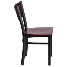 Load image into Gallery viewer, HERCULES Series Black Cutout Back Metal Restaurant Chair - Mahogany Wood Back &amp; Seat - Side