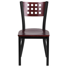Load image into Gallery viewer, HERCULES Series Black Cutout Back Metal Restaurant Chair - Mahogany Wood Back &amp; Seat - Front