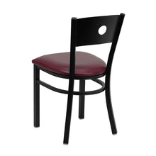 Load image into Gallery viewer, HERCULES Series Black Circle Back Metal Restaurant Chair - Burgundy Vinyl Seat