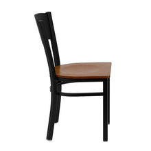 Load image into Gallery viewer, HERCULES Series Black Circle Back Metal Restaurant Chair - Cherry Wood Seat - Side
