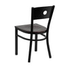 HERCULES Series Black Circle Back Metal Restaurant Chair - Mahogany Wood Seat - Back