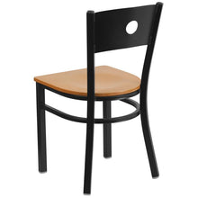 Load image into Gallery viewer, HERCULES Series Black Circle Back Metal Restaurant Chair - Natural Wood Seat